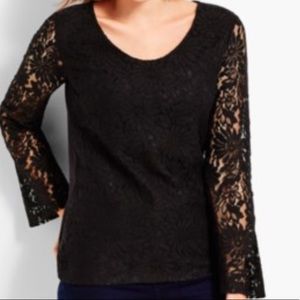 Talbots Flounce-Sleeve Lace Top